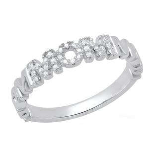0.05 Carat (ctw) Round White Diamond MOM Mothers Band Promise Ring | 925 Sterling Silver
