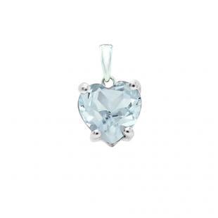 0.65 Carat (ctw) 18K White Gold Heart Cut Aquamarine Ladies Heart Shaped Pendant