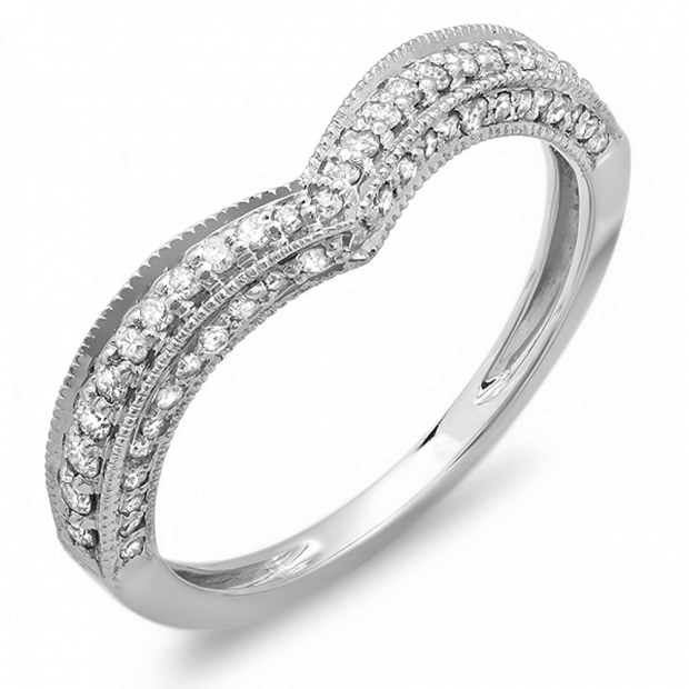 ... White Gold Round Diamond Ladies Anniversary Wedding Band Enhancer