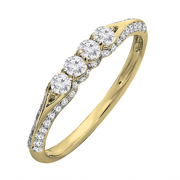 ... Gold Round Diamond Ladies Anniversary Wedding Band Stackable Ring