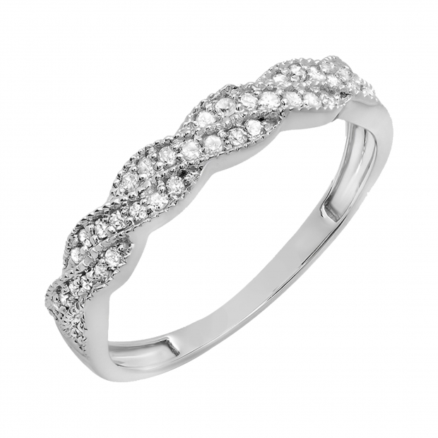 ctw) 10k White Gold Round Diamond Ladies Anniversary Wedding Stackable ...