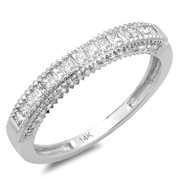 55 Carat (ctw) 14k White Gold Princess  Round Diamond Ladies ...
