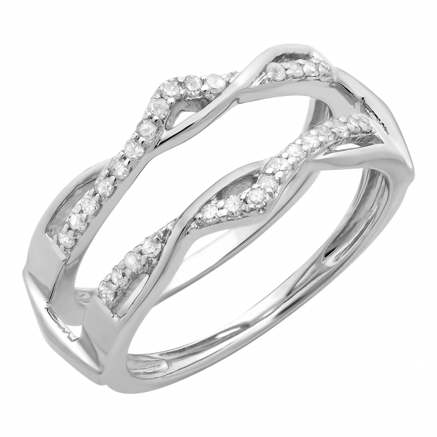 14K White Gold Round Diamond Ladies Anniversary Wedding Band Enhancer ...