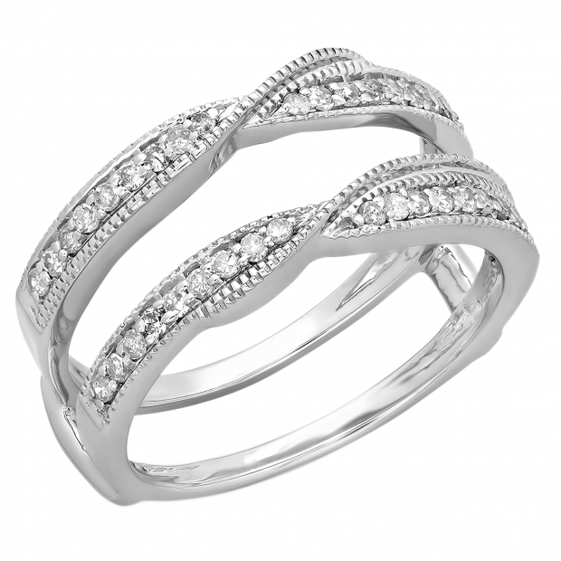 18K White Gold Round Diamond Ladies Anniversary Wedding Band Enhancer ...