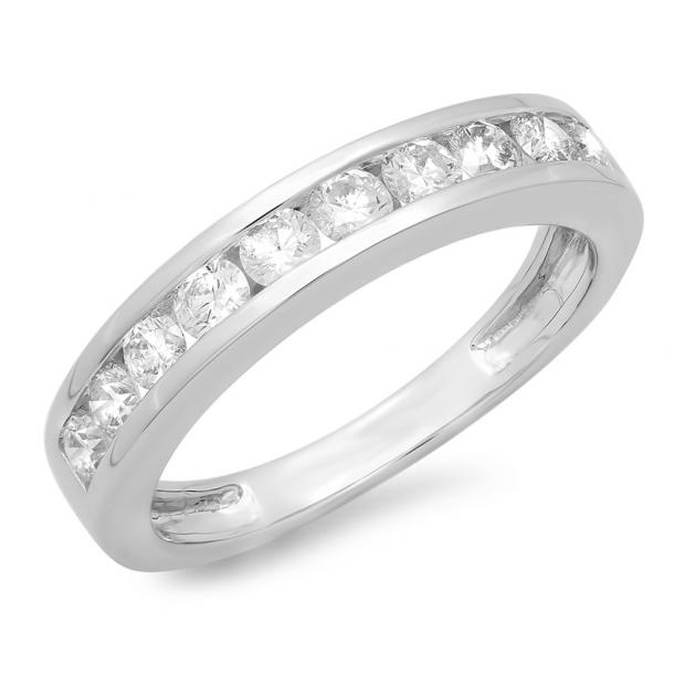 75 Carat (ctw) 10K White Gold Round Cut Diamond Ladies Stackable ...
