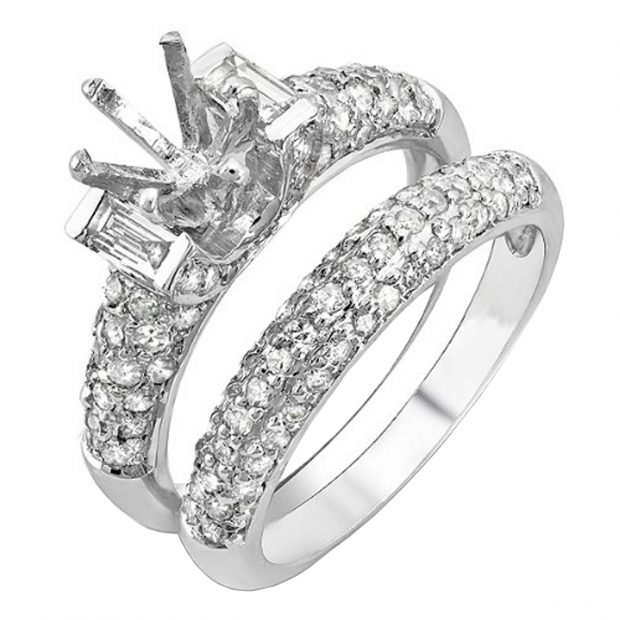 ... Diamond Semi Mount Ladies Bridal Engagement Ring Set (No Center Stone
