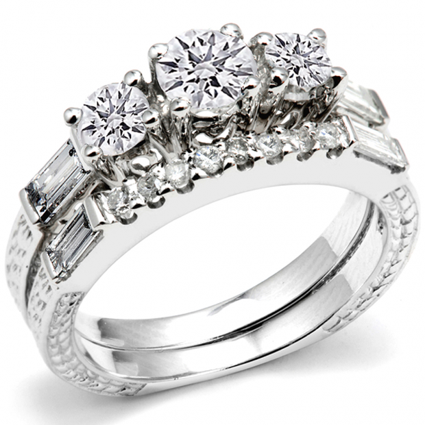 ... Engagement Semi Mount Ring Matching Wedding Band Set (No Center Stone ... Engagement Semi Mount Ring Matching Wedding Band Set (No Center Stone