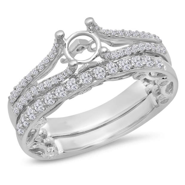 ... Diamond Ladies Bridal Ring Semi Mount Engagement Set (No Center Stone