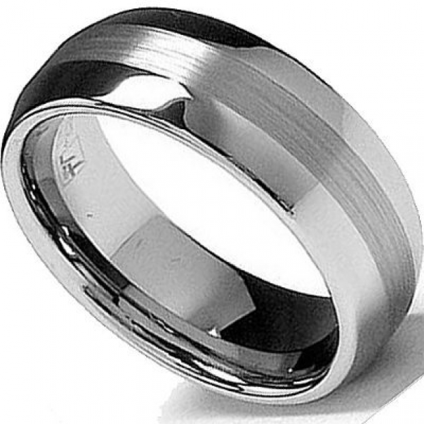 Tungsten Carbide Men's Ring Wedding Band 8MM Dome Brushed  Polished ...