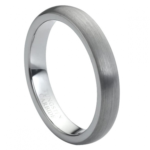 Tungsten Carbide Men's Ring Wedding Band 4MM Dome Brushed and Polished ...