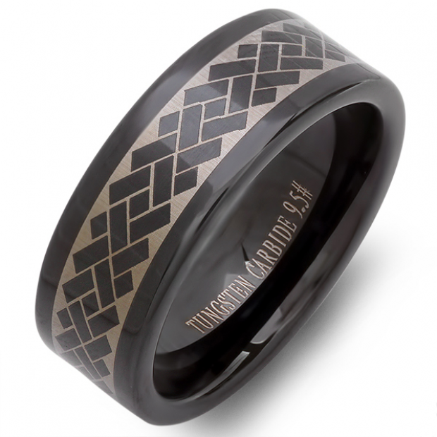 Tungsten Carbide Men's Ring Wedding Band 8MM Flat Black Enamel Plated ... Tungsten Carbide Men's Ring Wedding Band 8MM Flat Black Enamel Plated ...