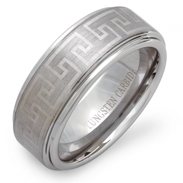 Tungsten Carbide Men's Ring Wedding Band 8MM Flat Beveled Edges Shiny ... Tungsten Carbide Men's Ring Wedding Band 8MM Flat Beveled Edges Shiny ...