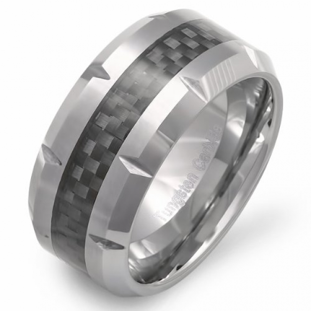 Tungsten Carbide Men's Ring Wedding Band 10MM Beveled Edges Center ... Tungsten Carbide Men's Ring Wedding Band 10MM Beveled Edges Center ...