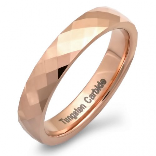 Tungsten Carbide Men's Ladies Unisex Ring Wedding Band 4MM Rose Gold ...