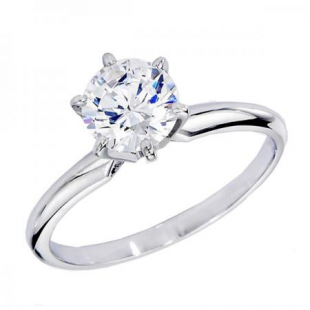 0.80 Carat (ctw) 14K White Gold Real Round Diamond Ladies Engagement Solitaire Ring 1 CT
