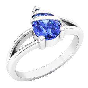 Sterling Silver 8X6 MM Pear Tanzanite Ladies Solitaire Bridal Engagement Ring