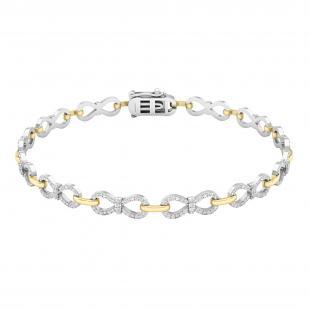0.55 Carat (ctw) Round Diamond Ladies Infinity Tennis Link Bracelet 1/2 CT 18K White & Yellow Gold