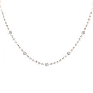 1.95 Carat (ctw) 18K Rose Gold Round White Diamond Ladies Flower Gold Necklace 2 CT