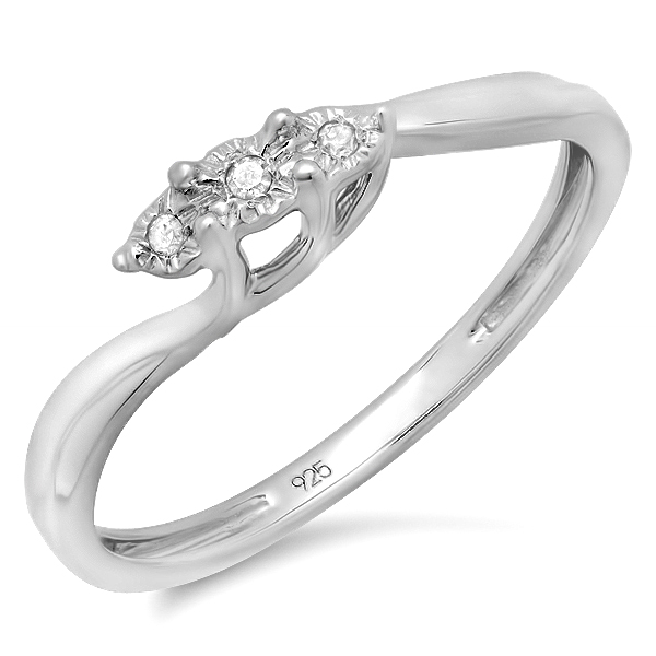 ctw Sterling Silver Dazzlingrock Collection 0.25 Carat Round Diamond Ladies Bridal Promise Ring Set Matching Band 1//4 CT