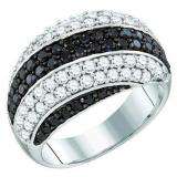 2.05 Carat (ctw) 10k White Gold Round Black & White Diamond Ladies Right Hand Fashion Band