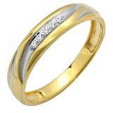 0.06 Carat (ctw) 18K Gold Plated Sterling Silver Two Tone Round White Real Diamond Men's Wedding Anniversary Band