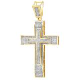 2.00 Carat (ctw) 18K Yellow Gold Plated Sterling Silver Micro Pave Diamond Mens Hip Hop Religious Cross Pendant
