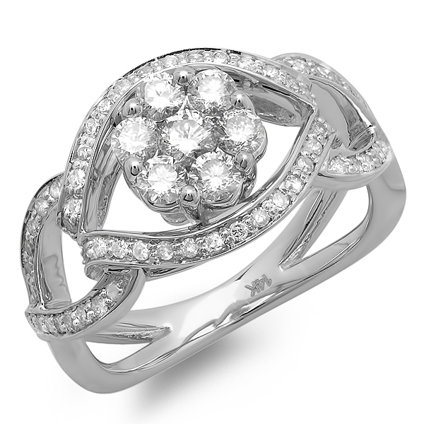 1.00 Carat (ctw) 14K White gold Round Cut Diamond Ladies Bridal Engagement Ring 1.00 Carat (ctw) 14K White gold Round Cut Diamond Ladies Bridal Engagement Ring